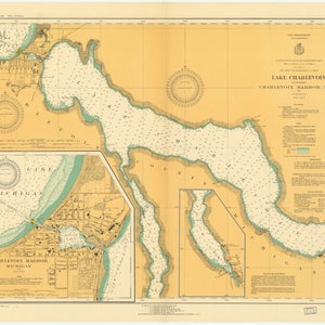 Lake Charlevoix Map 1927 - Nautical Chart Print