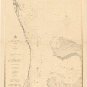 Carte historique de Cap Canaveral à Fowey Rocks Floride 1900 - Carte nautique Imprimer