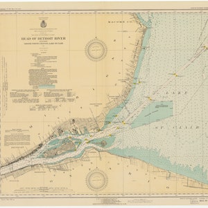 Tête de la rivière Détroit - Grosse Pointe - St. Clair 1931 - Carte nautique Imprimer