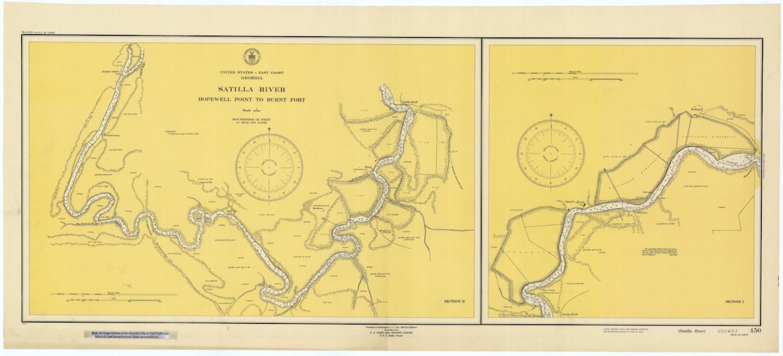 Satilla River Map 1939 Nautical Chart Print Etsy