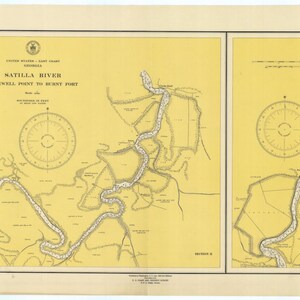 Satilla River Map 1939 - Nautical Chart Print