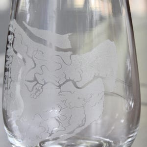 Tybee Island Map Georgia - Laser Engraved Glasses - Coastal Gift