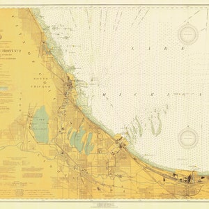 Chicago Lake Front - Calumet and Indiana Harbors 1926 - Impresión de cartas náuticas