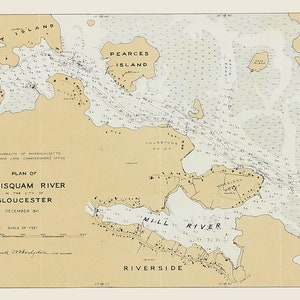 Annisquam River Map 1911 - Nautical Chart Print