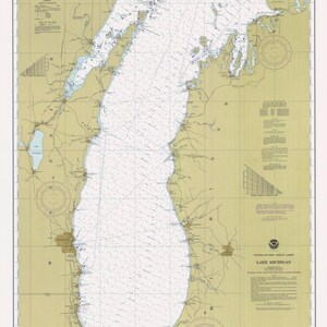 Lake Michigan Map 1978 - Nautical Chart Print