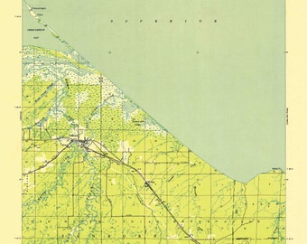 Odanah Wisconsin Topographic Map 1943 - Nautical Chart Print