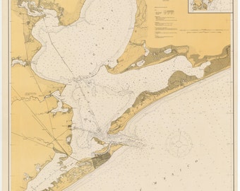 Galveston Bay (TX) Historical Map 1915 - Nautical Chart Print