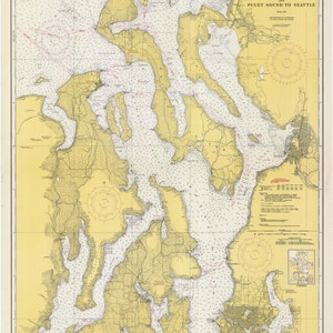 Puget Sound & Admiralty Inlet Map 1948 - Nautical Chart Print
