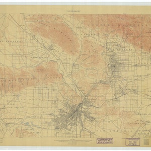 Carte de Los Angeles 1915 - Impression de cartes marines