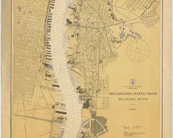 Philadelphia Harbor Map 1924 - Nautical Chart Print