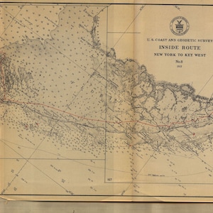 Inside Route - New York nach Key West Karte Nr 8 - 1913 - Seekarte Print