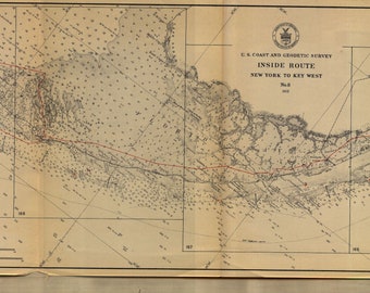 Rota Interna - Carta Náutica de Nova York a Key West nº 8 - 1913 - Impressão de Carta Náutica