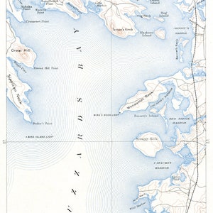 Buzzards Bay - Falmouth Mappa - 1908 - Stampa di carta nautica