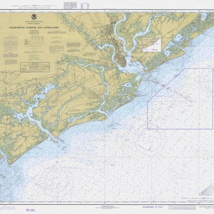 Charleston Harbor and Approaches Map - South Carolina Chart 1977 - Nautical Chart Print