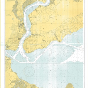 Raritan Bay - Südlicher Teil von Arthur Kill Map 1936 - Seekarte Druck