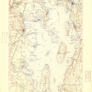 Mappa della baia di Narragansett - 1892 - Stampa di carta nautica