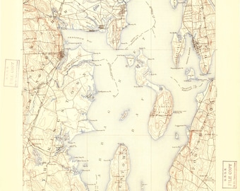 Kaart Narragansett Bay - 1892 - zeekaart afdrukken