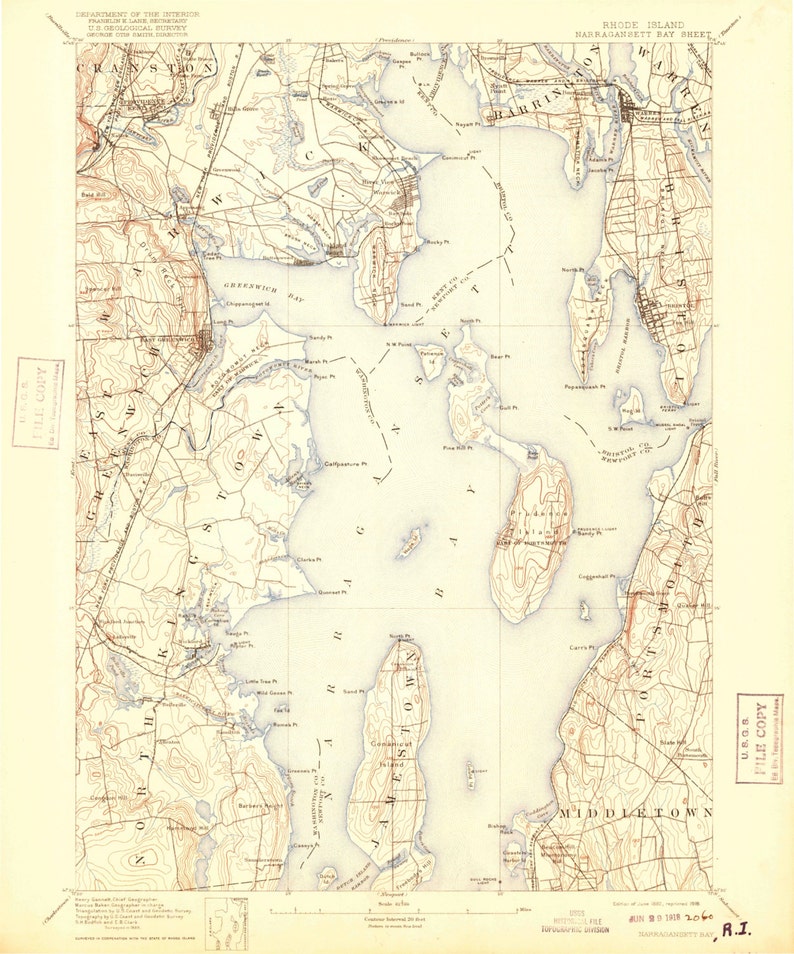1892 Nautical Chart Print