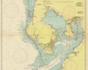 Tampa Bay Map 1943 - Nautical Chart Print