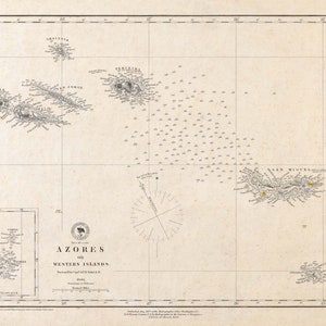 Azoren Karte - 1844