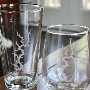 Lake Wylie, NC/SC Map Engraved Glasses