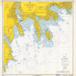 New Bedford Harbor and Approaches Map 1966 - Nautical Chart Print