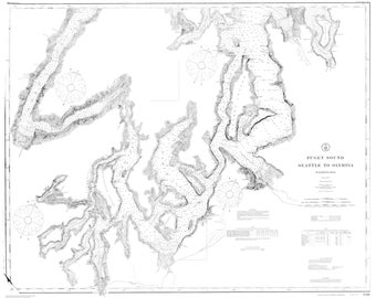 ピュージェット湾 - シアトルからオリンピアまでの地図 1905年 - 海図プリント
