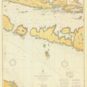 Lake Huron - North Coast Map - 1930 - Nautical Chart Print
