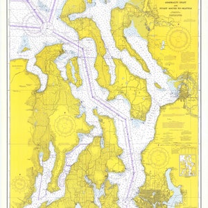 Puget Sound & Admiralty Inlet Map 1972 - Nautical Chart Print