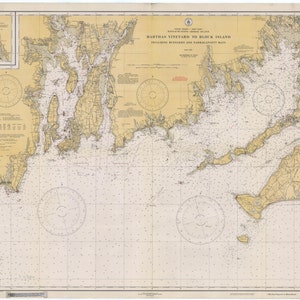 Martha's Vineyard to Block Island Map 1934 - Mapa de la Carta Náutica