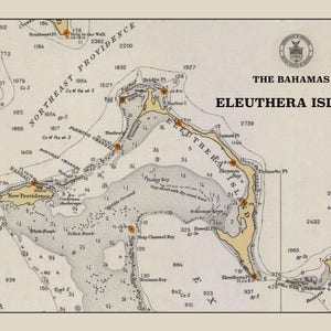 Eleuthera Island: Mapa - Bahamas - 1933 (paisaje) - Nautical Chart Print