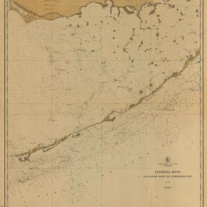Carte des Florida Keys de 1921 - Carte marine - Papier | Toile | Métal