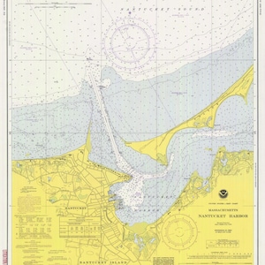 Nantucket Harbor Map 1975 - Nautical Chart Print