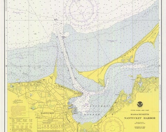 Nantucket Hafen Karte 1975 Print