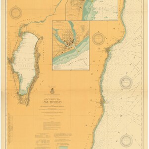 Lake Michigan Map - Kewaunee to Port Washington 1916 - Nautical Chart Print