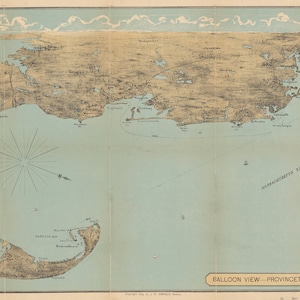 Provinztown nach Boston 1879 - Seekarte Print
