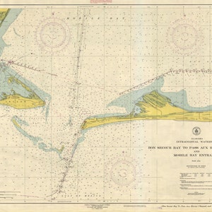 Bon Secour Bay to Pass Aux Herons - Alabama Historische Karte 1951 - Maritimer ChartDruck