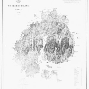 Mount Desert Island Maine Mapa 1875 - Impresión de carta náutica