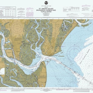 St. Simons Sound Karte - Brunswick Hafen und Schildkröten Fluss - 1996 - Seekarte Druck