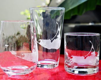 Nantucket Island Map - Laser Engraved Glasses - Coastal Gift