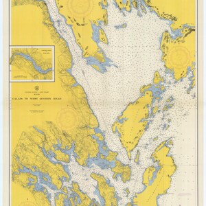 Calais to West Quoddy Head Map 1957 - Nautical Chart Print