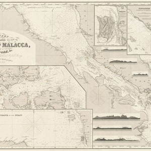 Mappa dello Stretto di Malacca-Singapore del 1872