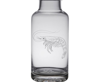 Shrimp Design Laser Engraved Glass Carafe - Coastal Gift