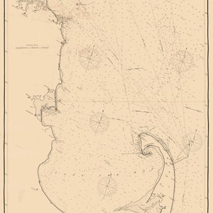 Massachusetts Bay von Chatham nach Boston und Gloucester 1898 - Seekarte Print