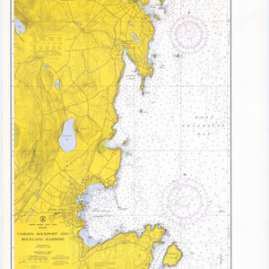 Camden, Rockport and Rockland Harbors Map 1969 - Nautical Chart Print