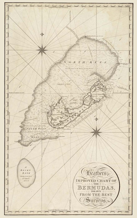 バミューダ諸島地図 1805年 - 海図プリント
