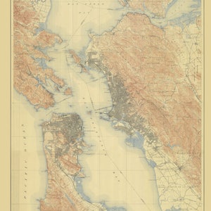 Mapa de la bahía de San Francisco - 1915 - Impresión de cartas náuticas