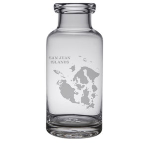 Mapa de las Islas San Juan Jarra de vidrio grabado