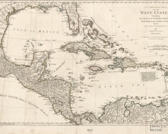 West Indies Historical Map - 1794 - Nautical Chart Print