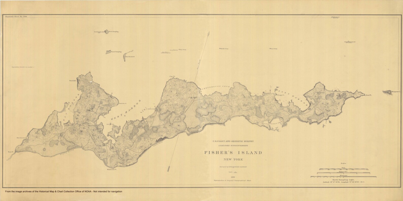 Fishers Island Map 1882 Nautical Chart Print - Etsy